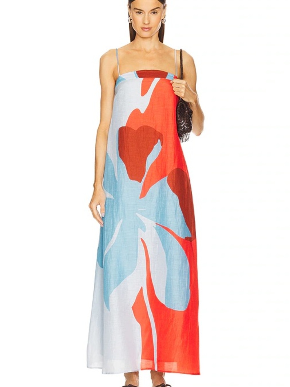 Significant Other Sleeveless Abstract Print Maxi Dress in Red & Light Blue